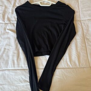 Victoria's Secret Black Fitted Crop Long Sleeve Top